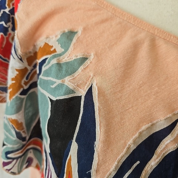 Free People Annka Peach Floral Print One-Shoulder Linen Blend Bubble Top Size L - Picture 4 of 13